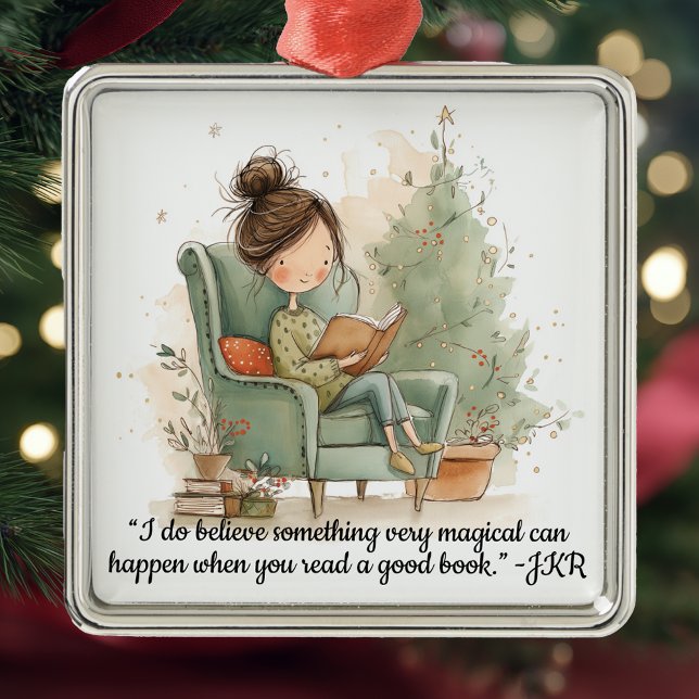 Cozy Reading Book Club Christmas Ornament Aus Metall (Christmas ornament for book lovers.)