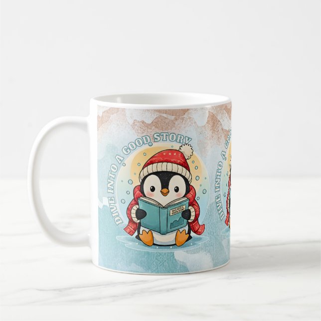 Cozy Reading Penguin Winter Coffee Tea Mug Kaffeetasse (Links)