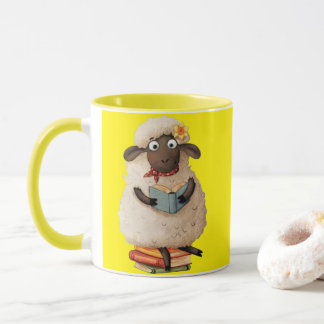 Cozy Reading Sheep – Cute Animal Coffee Mug Tasse