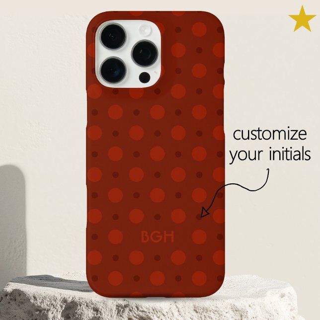 Cozy Red Orange Dots Pattern Custom Name Initials Case-Mate iPhone Hülle (Von Creator hochgeladen)