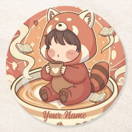 Cozy Red Panda Brew Absorbent Coaster Set Runder Pappuntersetzer