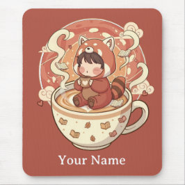Cozy Red Panda Brew Office Mouse Pad Mousepad
