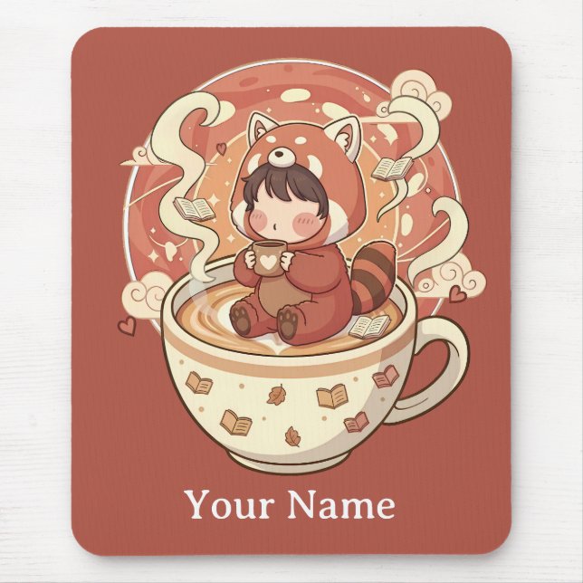 Cozy Red Panda Brew Office Mouse Pad Mousepad (Vorne)