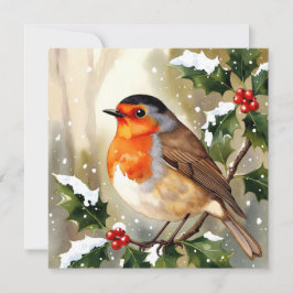 Cozy Robin Christmas Watercolor Illustration Karte