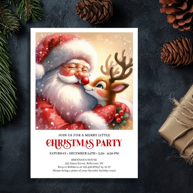 Cozy Santa and Rudolph Christmas Magic Night Party Einladung (Cozy Santa and Rudolph Christmas Magic Night Party Invitation

)