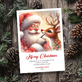 Cozy Santa And Rudolph Warm Christmas Greeting Feiertagskarte