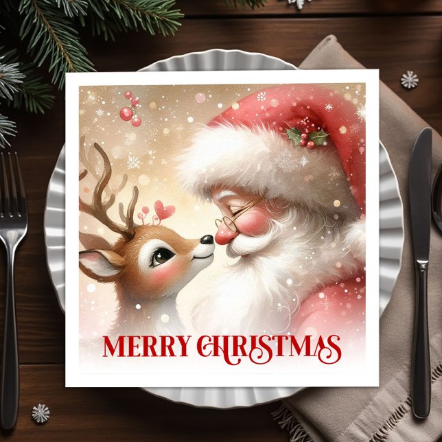 Cozy Santa Claus Rudolph Holiday Napkins Dinner  Serviette (Cozy Santa Claus Rudolph Holiday Napkins Dinner Tableware

)