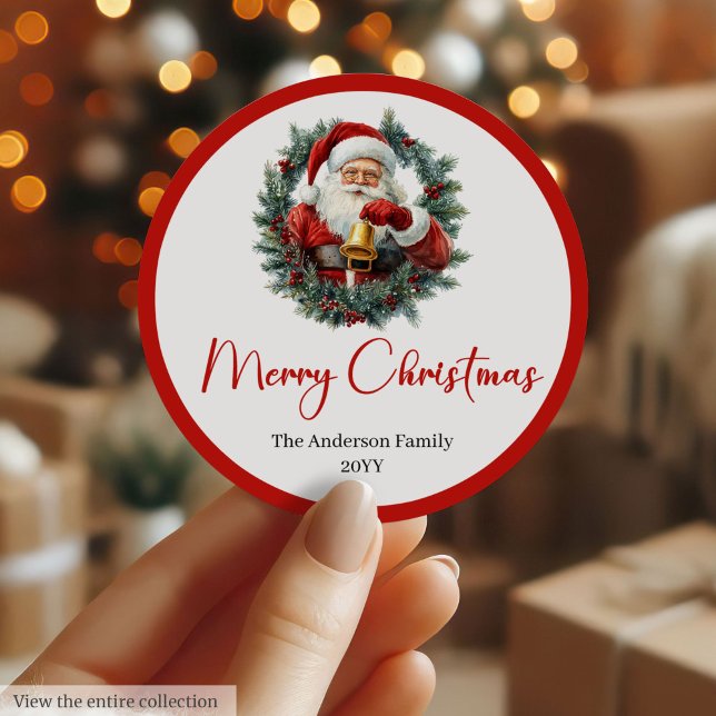 Cozy Santa Claus Watercolor Rustic Editable Label Runder Aufkleber (Cozy Santa Claus Watercolor Rustic Editable Sticker

)