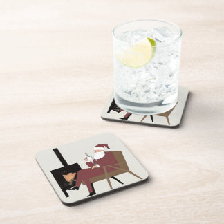 Cozy Santa Fireplace Pattern Hard Plastic Coasters Getränkeuntersetzer