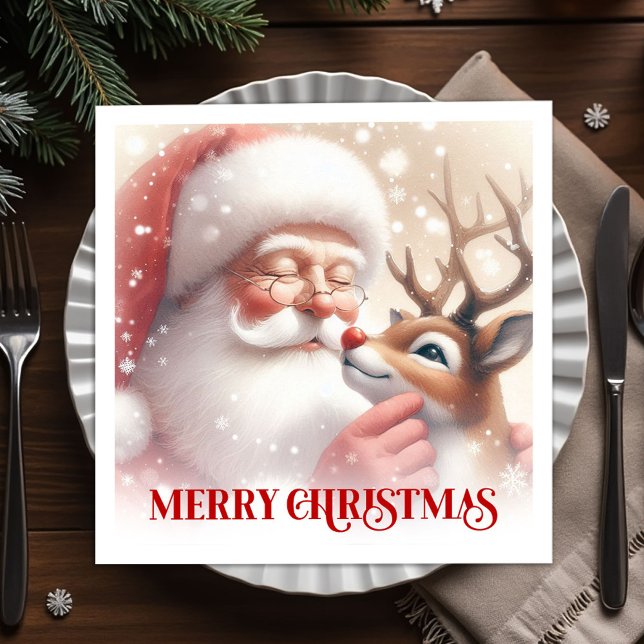 Cozy Santa Rudolph Holiday Table Napkins Serviette (Cozy Santa Rudolph Holiday Table Napkins)