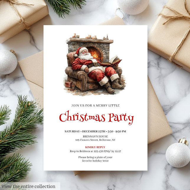 Cozy Santa Watercolor Christmas Dinner Invitation Einladung (Cozy Santa Watercolor Christmas Dinner Invitation

)