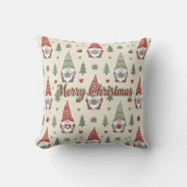 Cozy Scandinavian Christmas Gnome Throw Pillow Kissen