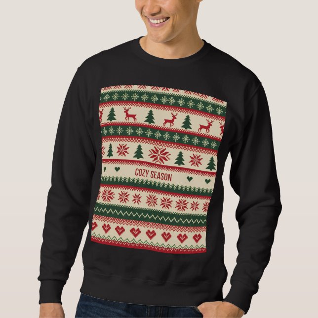 Cozy Season (2) Christmas Sweater Pattern Sweatshirt (Vorderseite)