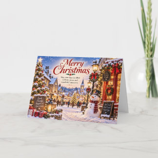 Cozy Snowy Village Christmas Card Karte