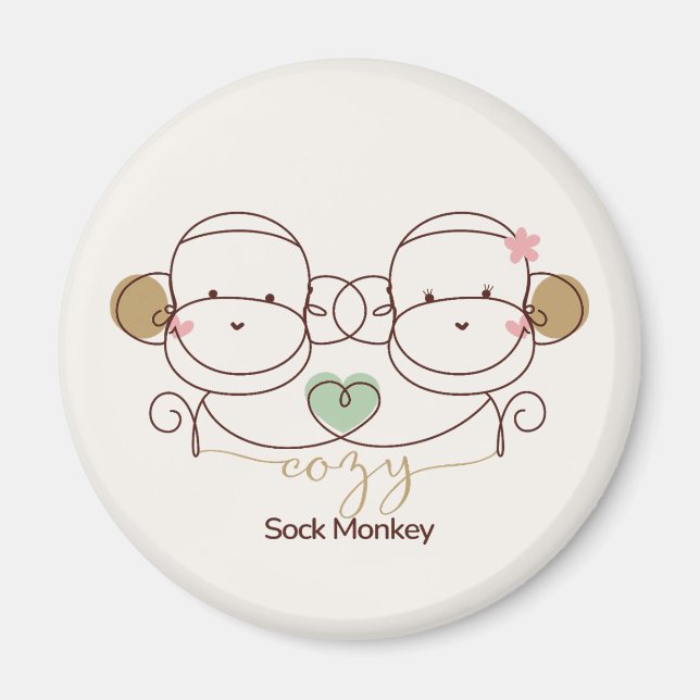 Cozy Sock Monkey Magnet (Vorne)