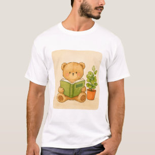 Cozy Teddy Bär liest Buch T-Shirt Bücherliebhabe