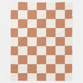 Cozy Terracotta Rust & Cream Buffalo Check Fleecedecke