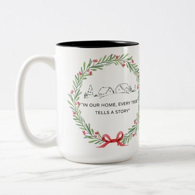 Cozy Village Wreath Tale Zweifarbige Tasse (Links)
