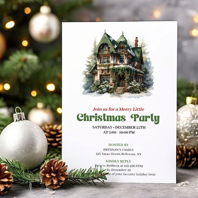 Cozy vintage Christmas house party invitation Einladung (Cozy vintage Christmas angel party invitation

)