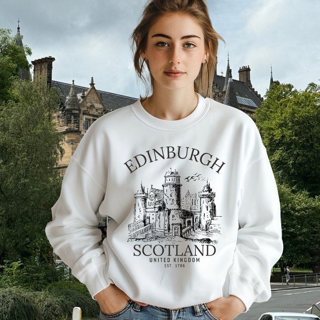 Cozy Vintage Edinburgh | Castle Retro Design Sweatshirt (Von Creator hochgeladen)
