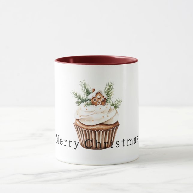 Cozy Warm Christmas Gingerbread House Cupcake Tasse (Zentrum)
