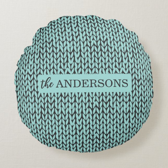 Cozy Warm Knit Pattern Winter Throw Pillow Rundes Kissen (Vorderseite)