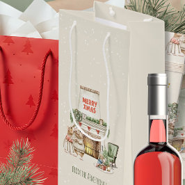 Cozy Watercolor Mice Vintage Christmas Geschenktüte Für Weinflaschen