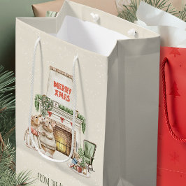 Cozy Watercolor Mice Vintage Christmas Mittlere Geschenktüte