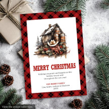Cozy Western Buffalo Plaid Holiday Greeting