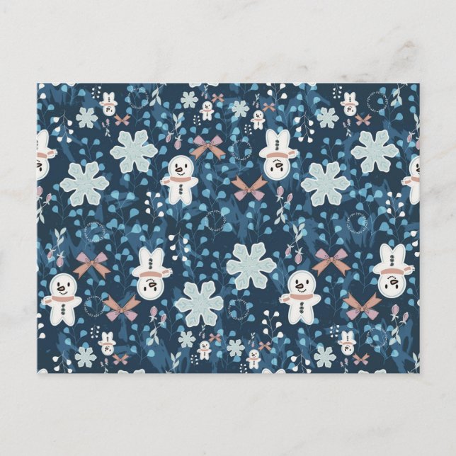 Cozy Whimsical Holiday Throw Pillow Postkarte (Vorderseite)