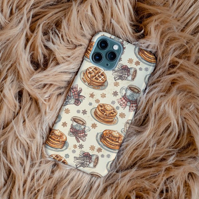 Cozy Winter Breakfast Pattern | Pancakes & Coffee  iPhone Hülle (Von Creator hochgeladen)