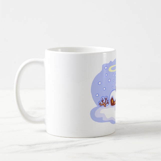 Cozy Winter Cabin in Snow Frosty Landscape Kaffeetasse (Links)