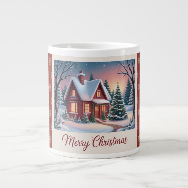 Cozy Winter Cabin Jumbo-Tasse (Vorderseite)