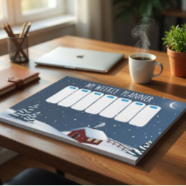 Cozy Winter Cabin Notepad | Snowy Night Stationery Notizblock