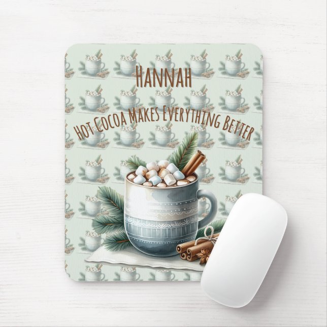 Cozy Winter Cocoa Marshmallow Scene Mousepad (Mit Mouse)