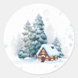 Cozy Winter Cottage Sticker