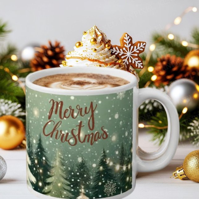 Cozy Winter Forest "Merry Christmas" Mug Jumbo-Tasse (Von Creator hochgeladen)