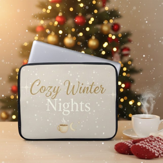 Cozy Winter Nights: Aesthetic Watercolor Laptop Sl Laptopschutzhülle (Von Creator hochgeladen)