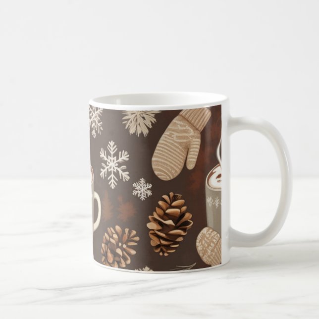 Cozy Winter Pattern-Minimalist Aesthetic Art Kaffeetasse (Rechts)