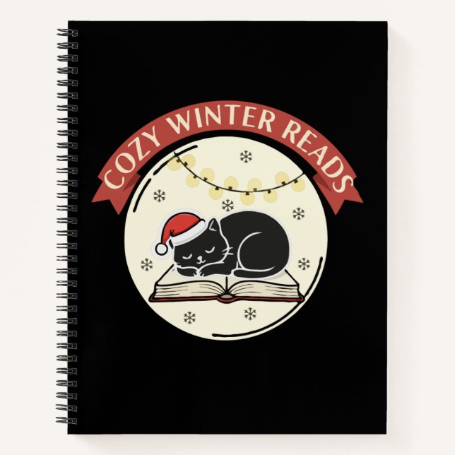 Cozy Winter Reads Cute Christmas Cat Book Lover  Notizbuch (Vorderseite)