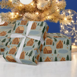 Cozy Winter Village Pattern Wrapping Paper Geschenkpapier