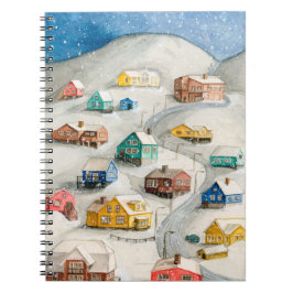Cozy Winter Village Watercolor Notizblock