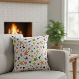 Cozy Winter With Vibrant Colorful Star Pattern Kissen
