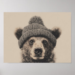 Cozzy Bär in Beanie - Süßes Wintertier Poster