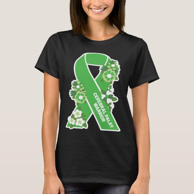 CP Green Ribbon and Flowers Women s Cerebral Palsy T-Shirt (Vorderseite)