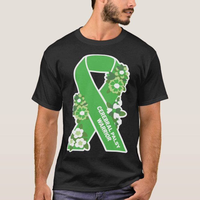 CP Green Ribbon and Flowers Women s Cerebral Palsy T-Shirt (Vorderseite)