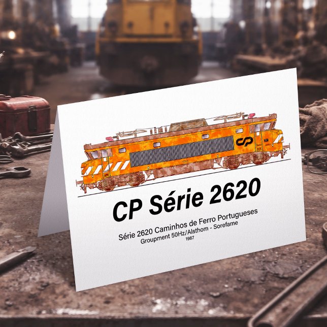 CP Serie 2620 Elektrische Lokomotive. Nez-Casse Lo Dankeskarte (CP Serie 2620 Electric Locomotive. Nez-Casse Locomotive. Thank You Card)