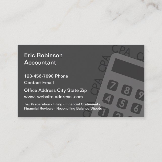 CPA Accountant Financial Business Cards Visitenkarte (Vorderseite)