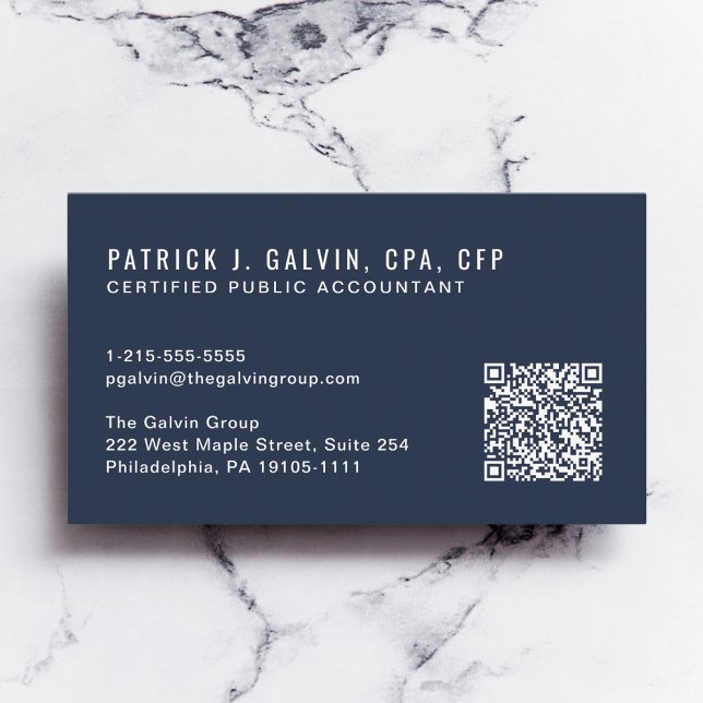 CPA-Buchhalter-QR-Code Blau Visitenkarte (CPA Accountant QR Code Blue Business Card)