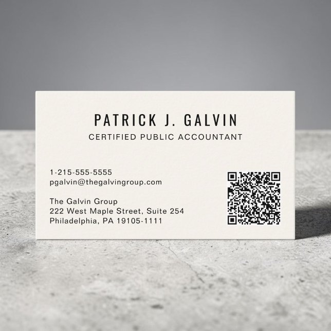 CPA-Buchhalter QR-Code Creme Visitenkarte (CPA Accountant QR Code Cream Business Card)
